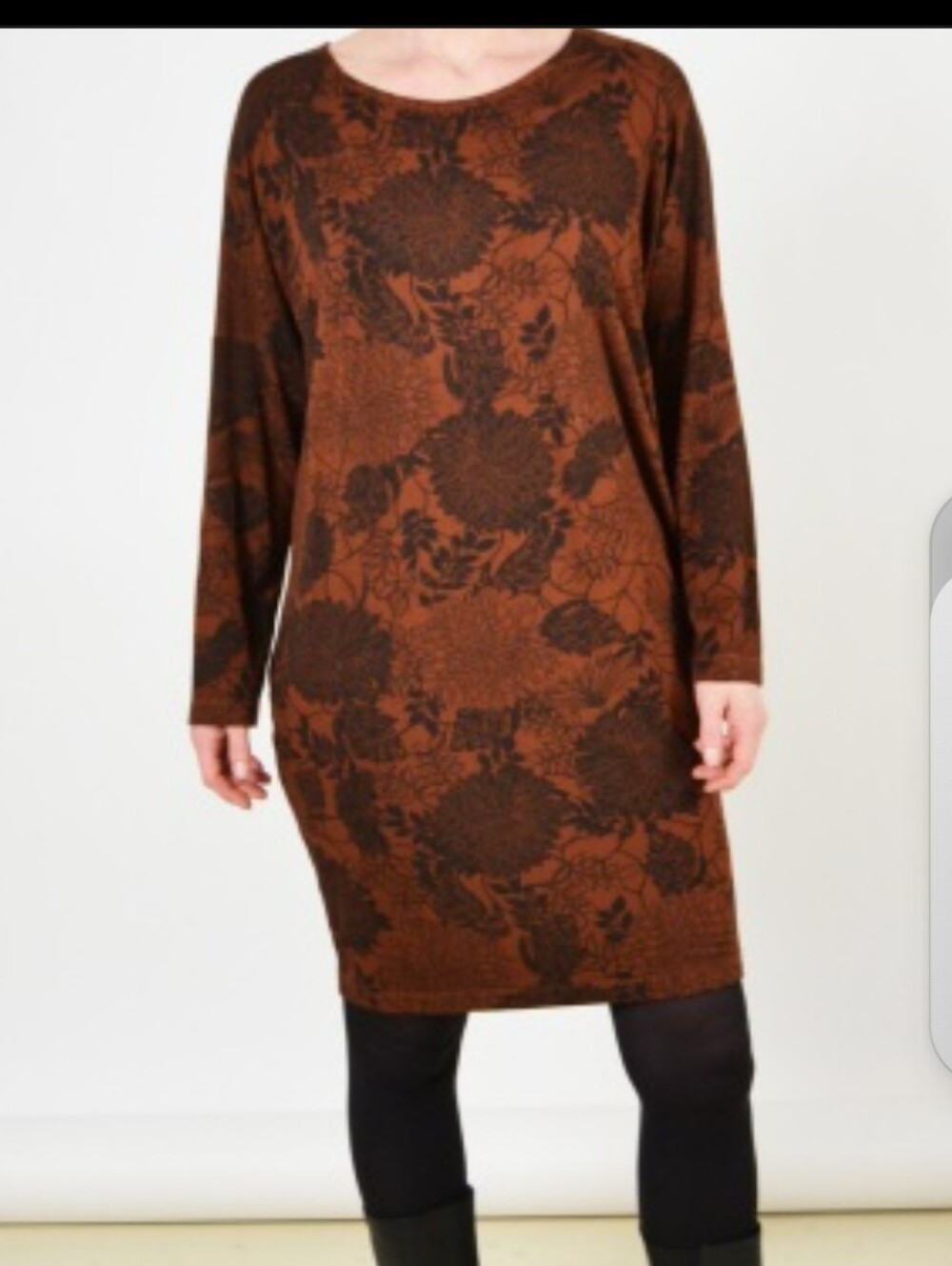 Bryn Walker Alanna Tunic in a Rust Orange and Black FLoral Print Size Small